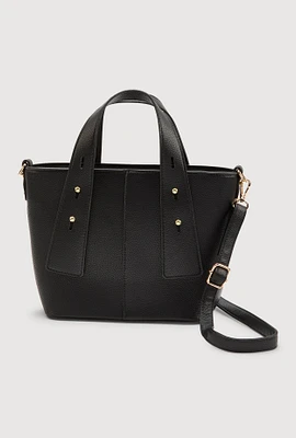 Womens Faux Leather Convertible Handbag, Black