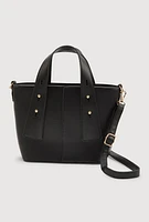 Womens Faux Leather Convertible Handbag, Black