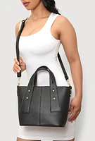 Womens Faux Leather Convertible Handbag, Black