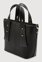 Womens Faux Leather Convertible Handbag, Black