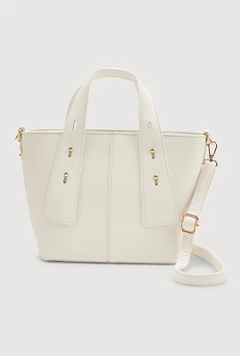 Womens Faux Leather Convertible Handbag, White