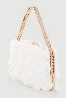 Womens Tulle Rose Convertible Crossbody Handbag, White