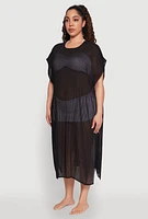 Womens Plisse Swim Cover Up, Black