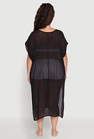 Womens Plisse Swim Cover Up, Black