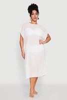Womens Plisse Swim Cover Up, White