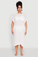Womens Plisse Swim Cover Up, White