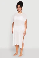 Womens Plisse Swim Cover Up, White