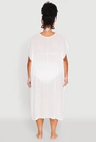 Womens Plisse Swim Cover Up, White