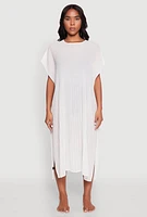 Womens Plisse Swim Cover Up, White