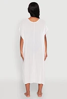 Womens Plisse Swim Cover Up, White