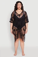 Womens Butterfly Fringe Swim Cover Up,