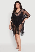 Womens Butterfly Fringe Swim Cover Up,