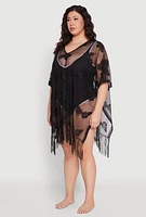 Womens Butterfly Fringe Swim Cover Up,