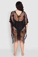 Womens Butterfly Fringe Swim Cover Up,