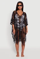 Womens Butterfly Fringe Swim Cover Up,