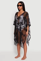 Womens Butterfly Fringe Swim Cover Up,