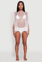 Womens Shadow Stripe Swim Cover Up, White
