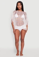 Womens Shadow Stripe Swim Cover Up, White