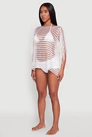 Womens Shadow Stripe Swim Cover Up, White