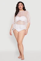 Womens Shadow Stripe Swim Cover Up, White