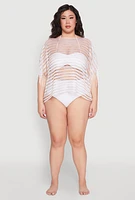Womens Shadow Stripe Swim Cover Up, White