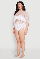 Womens Shadow Stripe Swim Cover Up, White