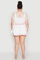 Womens Fishnet Tassel Fringe Swim Cover Up, White