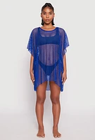 Womens Fishnet Swim Cover Up, Blue