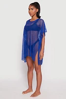 Womens Fishnet Swim Cover Up, Blue