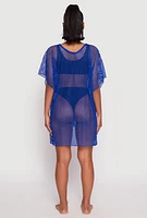 Womens Fishnet Swim Cover Up, Blue