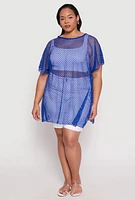 Womens Fishnet Swim Cover Up, Blue
