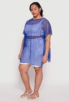Womens Fishnet Swim Cover Up, Blue