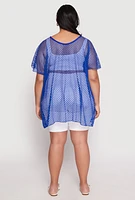 Womens Fishnet Swim Cover Up, Blue