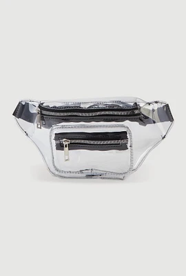 Womens Double Zip Clear Fanny Pack, Clear