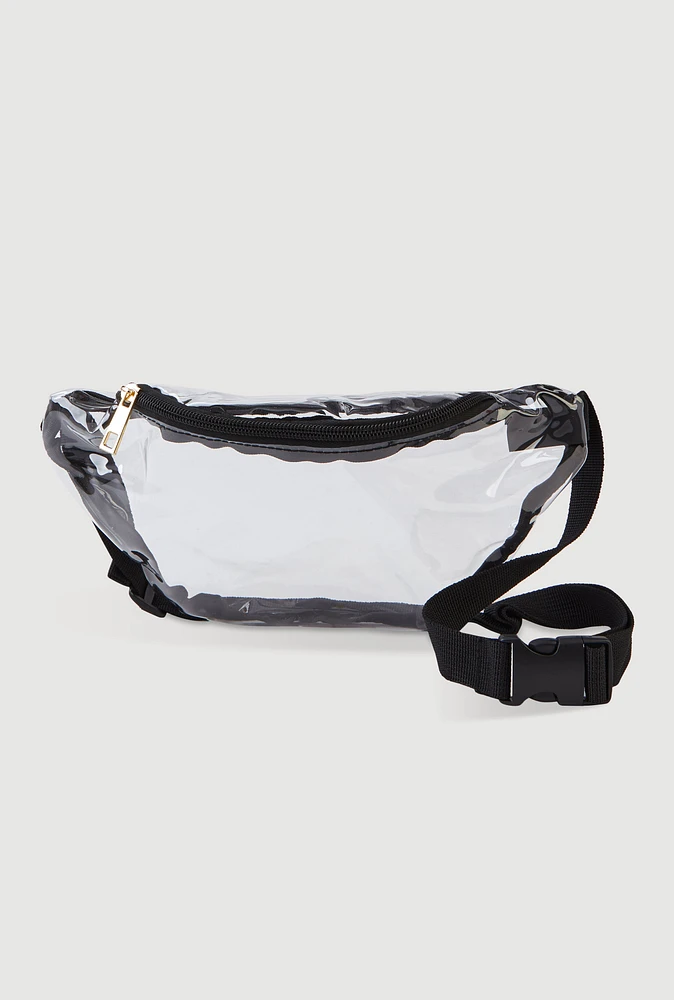 Womens Contrast Trim Clear Fanny Pack, Clear
