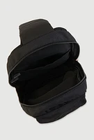 Womens Double Pocket Sling Backpack, Black