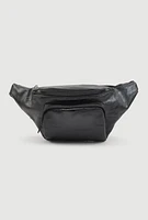 Womens Pebbled Faux Leather Fanny Pack, Black