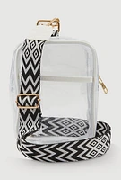 Womens Chevron Strap Clear Convertible Sling Backpack, Multi