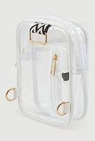 Womens Chevron Strap Clear Convertible Sling Backpack, Multi