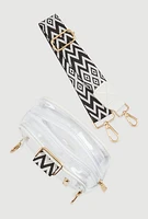 Womens Chevron Strap Clear Convertible Sling Backpack, Multi