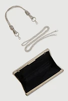 Womens Rhinestone Studded Convertible Strap Crossbody Clutch, Silver