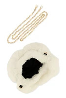 Womens Faux Fur Mini Crossbody Bag, White