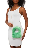 Womens Faux Fur Mini Clutch Crossbody Bag, Green