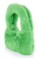 Womens Faux Fur Mini Clutch Crossbody Bag, Green