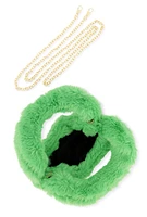 Womens Faux Fur Mini Clutch Crossbody Bag, Green