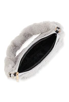 Womens Faux Fur Shoulder Bag, Grey