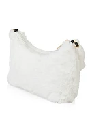 Womens Faux Fur Shoulder Bag, White