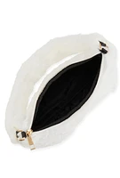 Womens Faux Fur Shoulder Bag, White