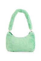 Womens Faux Fur Shoulder Bag, Green