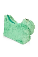 Womens Faux Fur Shoulder Bag, Green